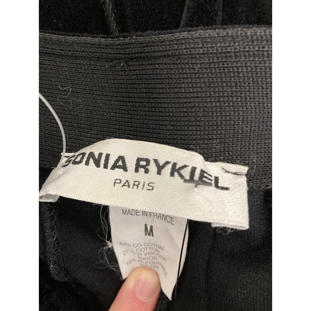 SONIA RYKIEL Black Velour Pleated A-Line Midi Skirt Size M - Picture 5 of 5
